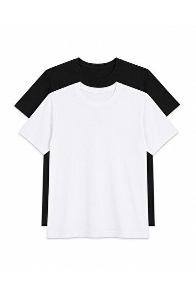 JULİA MODA 2-Piece Women's T-Shirt Plain Black-White
