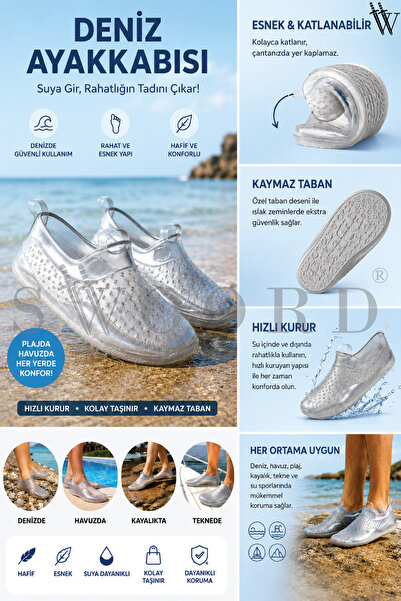 SWOORD Unisex Şeffaf Deniz Ayakkabısı Kaymaz Taban Şeffaf Plaj Ayakkabısı Şef...