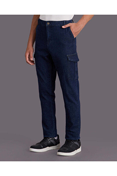 REDTAG Senior Boys Navy Cargo Denim Jeans