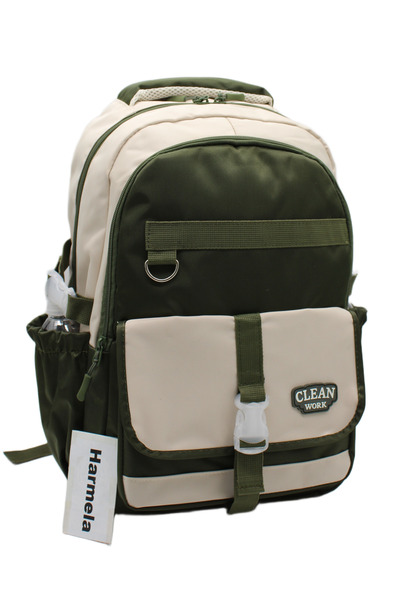 Harmela Beige-Khaki 26012 Multi-Compartment School Backpack Unisex School Bag