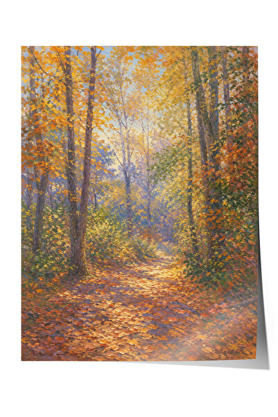 Zestia Poster inspirat de Monet cu pădurea de toamnă, peisaj impresionist, fă...