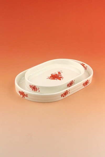 Bursa Porselen Dekor Flowers Orange 2 Size Porcelain Kayak Plate