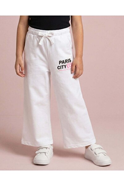 REDTAG Girls White Terry Cotton Track Pants
