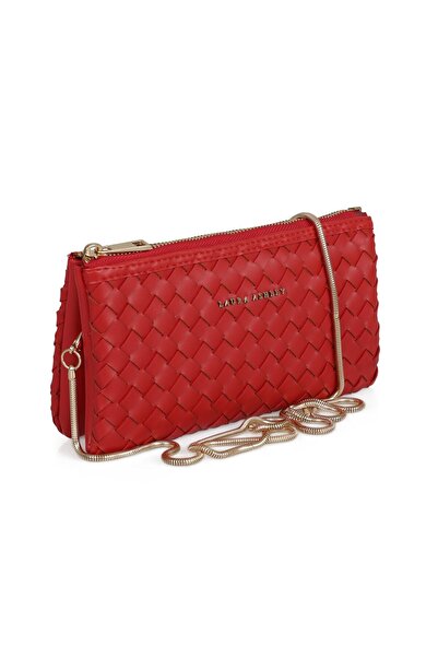 Laura Ashley , Geanta crossbody din piele ecologica, cu aspect impletit, Rosu