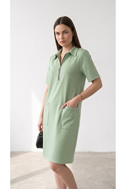 EGZEBRU Women's island green lora pocket detail modal dress
