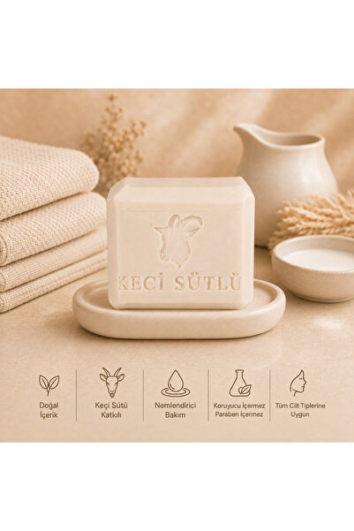 ALTINBAŞAK TEKSTİL Stone Forged Hand Made Goat Milk Soap 120 Gr 120 Gr White