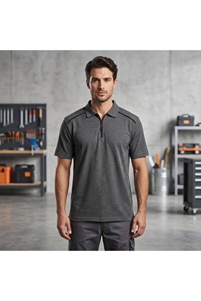 gebze iş güvenliği Persmont Zippered Fume Lakos Polo Neck Tshirt