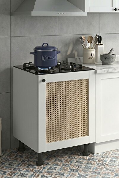 Kenzlife ocak dolabı kamuran mat beyaz 85*60*56 hazeran kare kapak suntalam g...