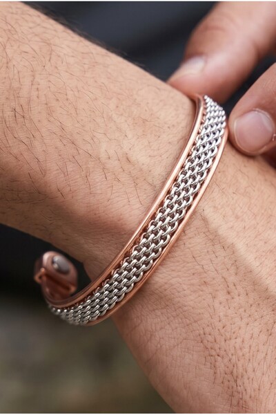 NBS Beautiful Naturel Stones Men's Adjustable Copper Top Steel Bracelet Very ...