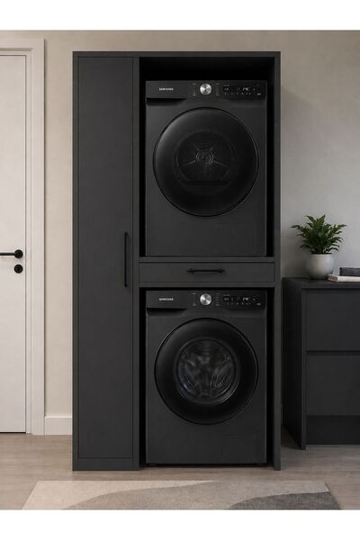 Home Center Mobilya PİA KAPAKLI ÇAMAŞIR - KURUTMA MAKİNASI DOLABI - ANTRASİT