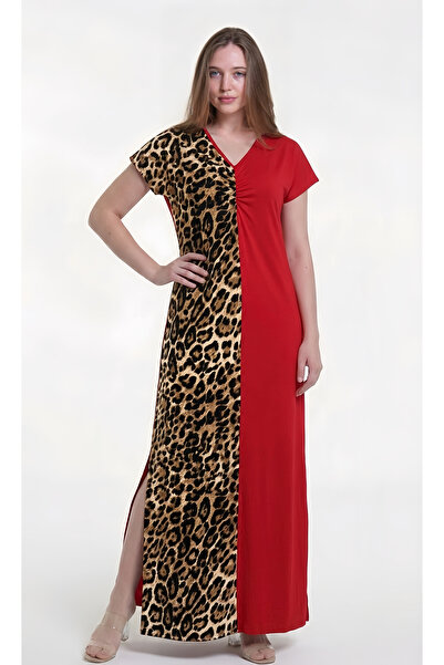 al bent al sharqieh Women's Color-Block Leopard Print Homewear Dress