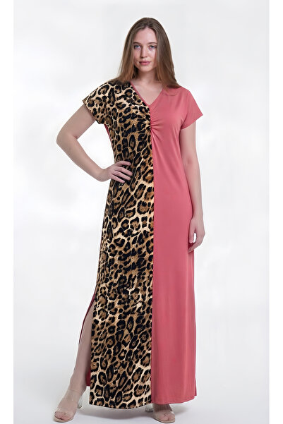 al bent al sharqieh Women's Color-Block Leopard Print Homewear Dress