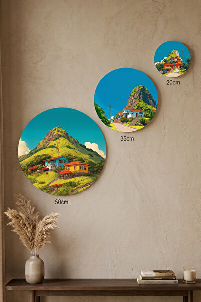 visdora 3-Piece Round Canvas Painting Set - 50cm 35cm 20cm Home Office Wall D...