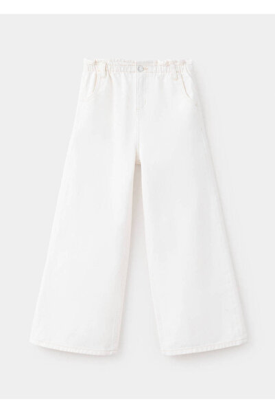 MANGO Kids Beli lastikli Wideleg jean
