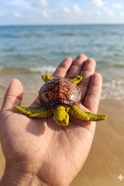DNC Art&Deco Premium Epoksi Caretta Caretta Figürü 13x13 cm - Deniz Kaplumbağ...