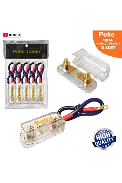 poke audio Oto Anfi Sigorta Kablolu 100a 1.Kalite Vidalı 5 Adet Poke PK-6771