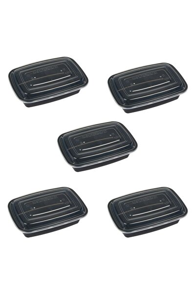 Z Store Set de 5 recipiente negre pentru depozitarea alimentelor, cu capace t...