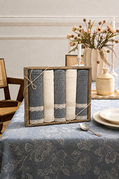 Nilteks 100% Cotton Lace Kitchen Napkin Set of 5 - Quick-Drying Soft Napkin Set