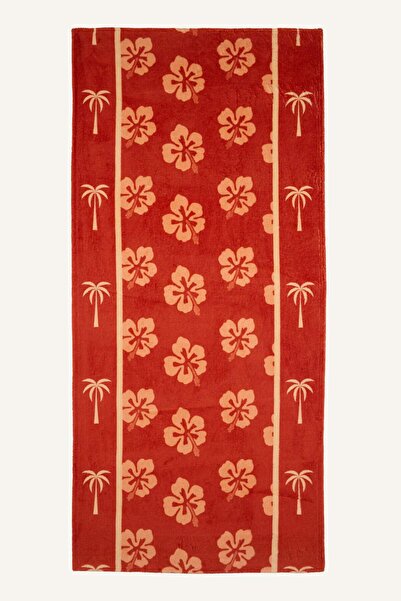 DeFacto Cotton Leaf Patterned Beach Towel H0500Ax26Sm