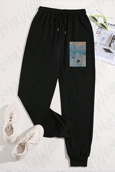 ZOKAWEAR Unisex Monet Impression Sunrise Fine Art Printed Sweatpants