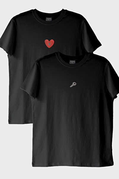 NUUGG Key and Heart Lock Pattern Couple T-Shirts