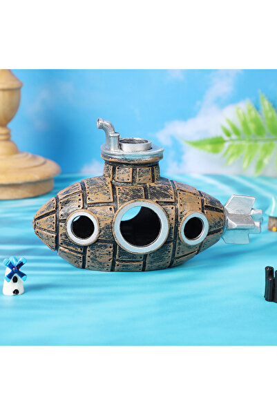 choice2 BROWN Sunken Ship Submarine Aquarium Ornament, Simulation Wreck Decor...