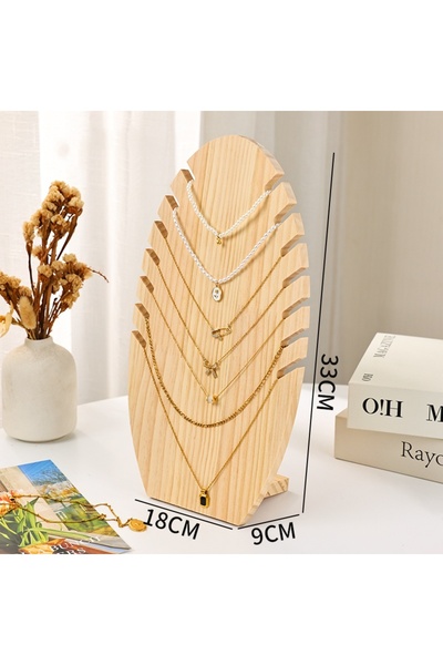 Choice Flame board L Jewelry Necklace Display Stand Organizer Solid Wood Flam...