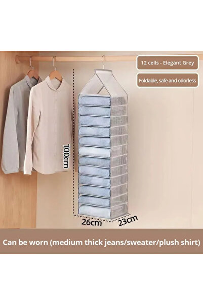 Choice1 12-Cells 1pc Wardrobe Hanging Storage Bag Cabinet Organizer for Pants...
