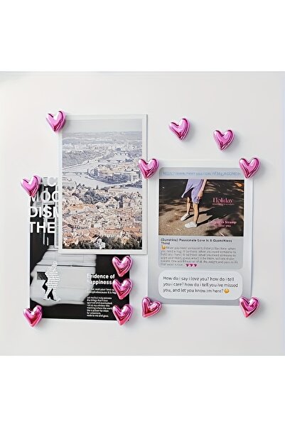 Choice 12pcs 12Pcs Pink Heart shaped Refrigerator Magnet Set - Used for Photo...