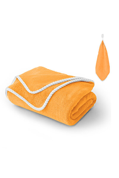 Choice6 90x180cm Orange Set Extra Large Size Coral Fleece Bath Towel Quick Dr...