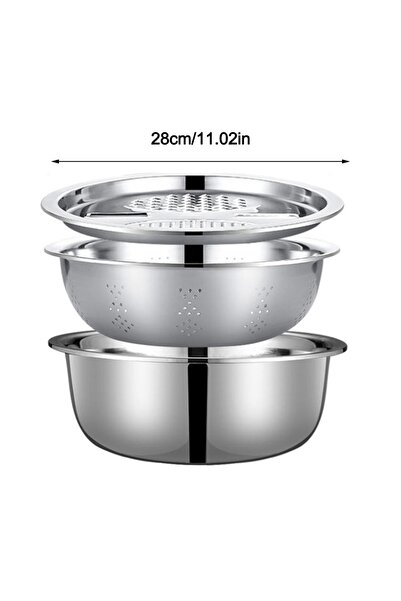 Choice3 28cm 3Pcs/Set 3-in-1 Drain Wash Vegetables Basin With Strainer Sink B...