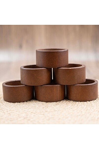 Choice Brown Napkin Rings Set of 6 Handmade Acacia Wood Dining Table Napkin H...