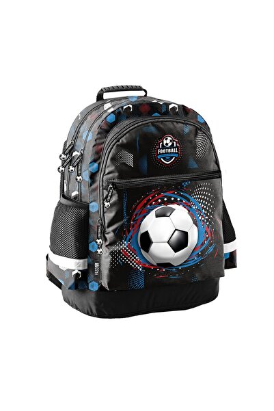 PASO Ghiozdan copii cu două compartimente, model Football Team, negru -Paso