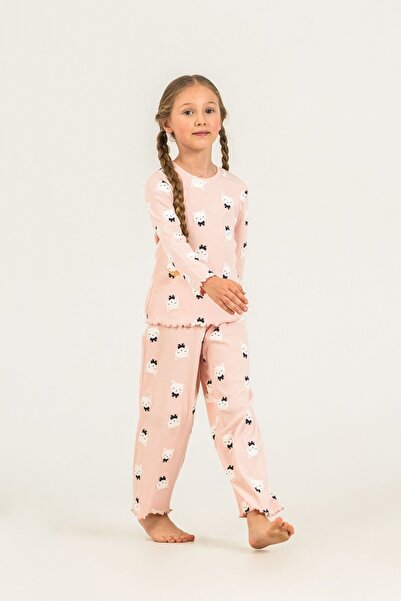 Rolypoly Girls Teddy Bears Orange Long Sleeve Pajama Set Rp3901-C-V1