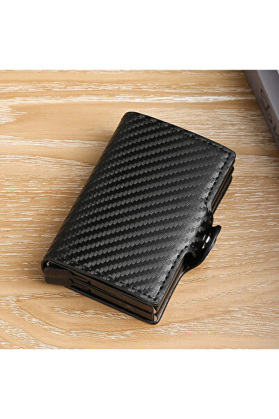 Choice12 Carbon Black1 Double Layer High Capacity Men ID Credit Bank Card Hol...