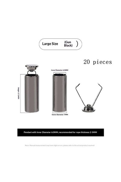 choice2 Gun Black 20pcs 20Pcs DIY Lanyard Accessories Metal Rope Ends Stopper...