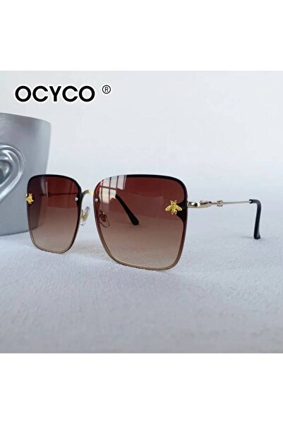 choice2 Brown OCYCO 2026 New Fashion Lady Oversize Rimless Square Bee Sunglas...