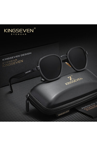 Choice1 Black Gray KINGSEVEN Brand Round Sunglasses Men Polarized Women Eyewe...