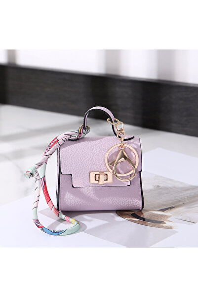 Choice6 Purple Mini Square Leather Bag Charm Bag Pendant Light Luxury Cute Ba...