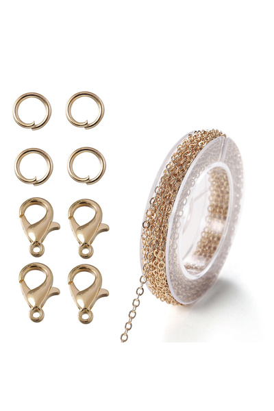 Choice6 KC Gold 1 Set 3m Iron Cable Chain Connector Link Chains With Jump Rin...