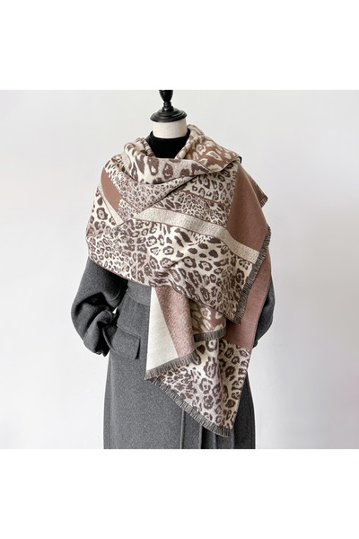 Choice1 khaki 2024 Latest Design Winter Two-Sided Jacquard Cashmere Scarves H...