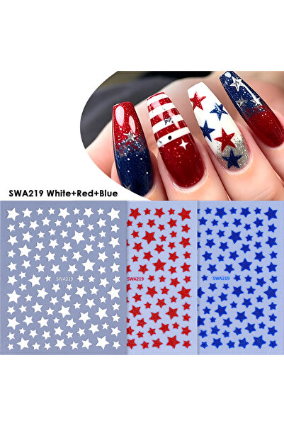 Choice1 SWA219 3Colors 3/4pcs Five-pointed Star Glitter Nail Sticker Shinny P...