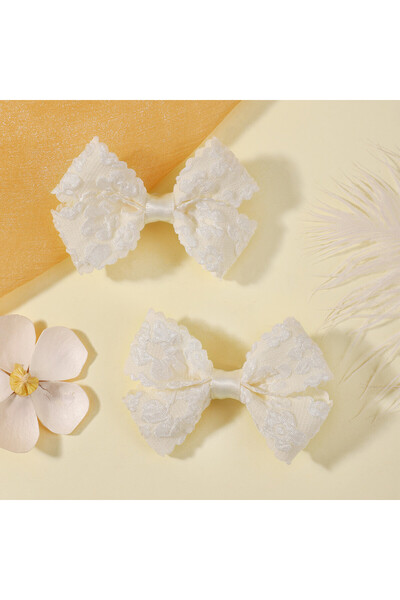 Choice FJ5318-2A-1 2pcs/set Hair Clips for Girl Delicate Lace Bows Headwear H...