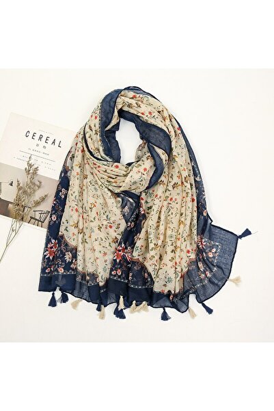 Choice XB026-01 Printed Floral Cotton Tassel Scarf Viscose Shawls For Woman S...