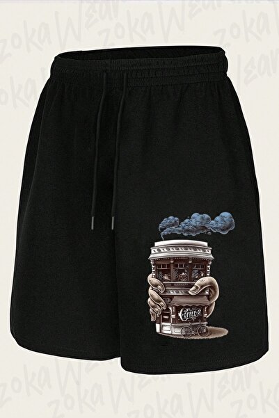 ZOKAWEAR Unisex Coffee Shop Design Printed Shorts