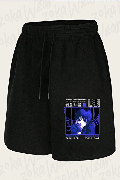 ZOKAWEAR شورت مطبوع بتصميم داكن من Serial Experiments Lain للجنسين