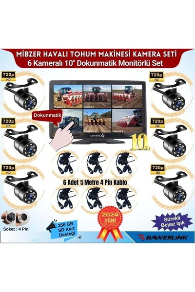 Bawerlink BW-9160DVR 10"Inç Monitor 6 Kameralı Ahd Beyaz Ledli 1080P Mibzer K...