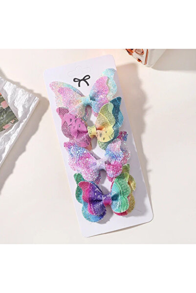 Choice14 3997-1 4pcs 2/4/5Pcs Girls Cute Sequins Double Butterfly Hair Clip B...