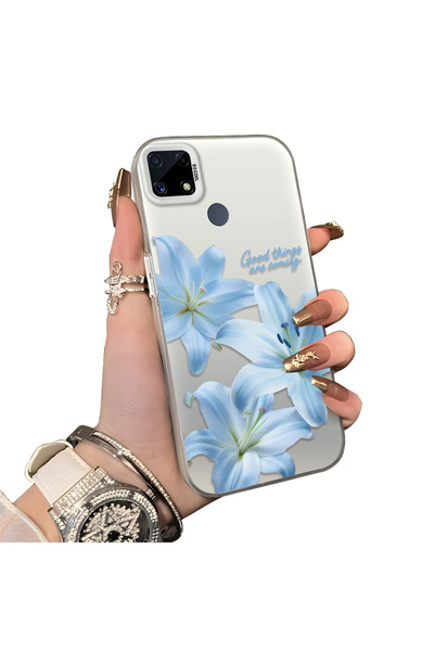 Hontinga Realme C25S Compatible Silicone Edge Hard Back Case Couple Phone Cas...