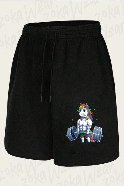 ZOKAWEAR Pantaloni scurți unisex cu imprimeu curcubeu, cu design unicorn, pen...